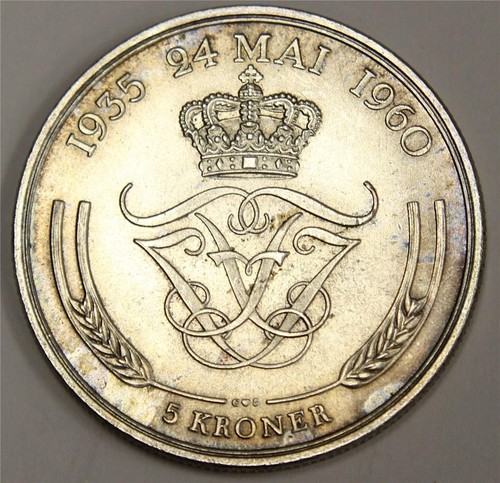 1960 Denmark 5 Kroner Gem Uncirculated MS65 - Picture 2 of 2