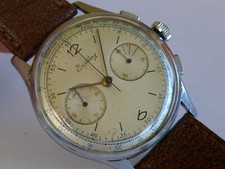 BREITLING-CRONO MANUALE-ACCIAIO-VENUS 165-RUOTA A COLONNE-COLLO DI CIGNO-38,3 MM