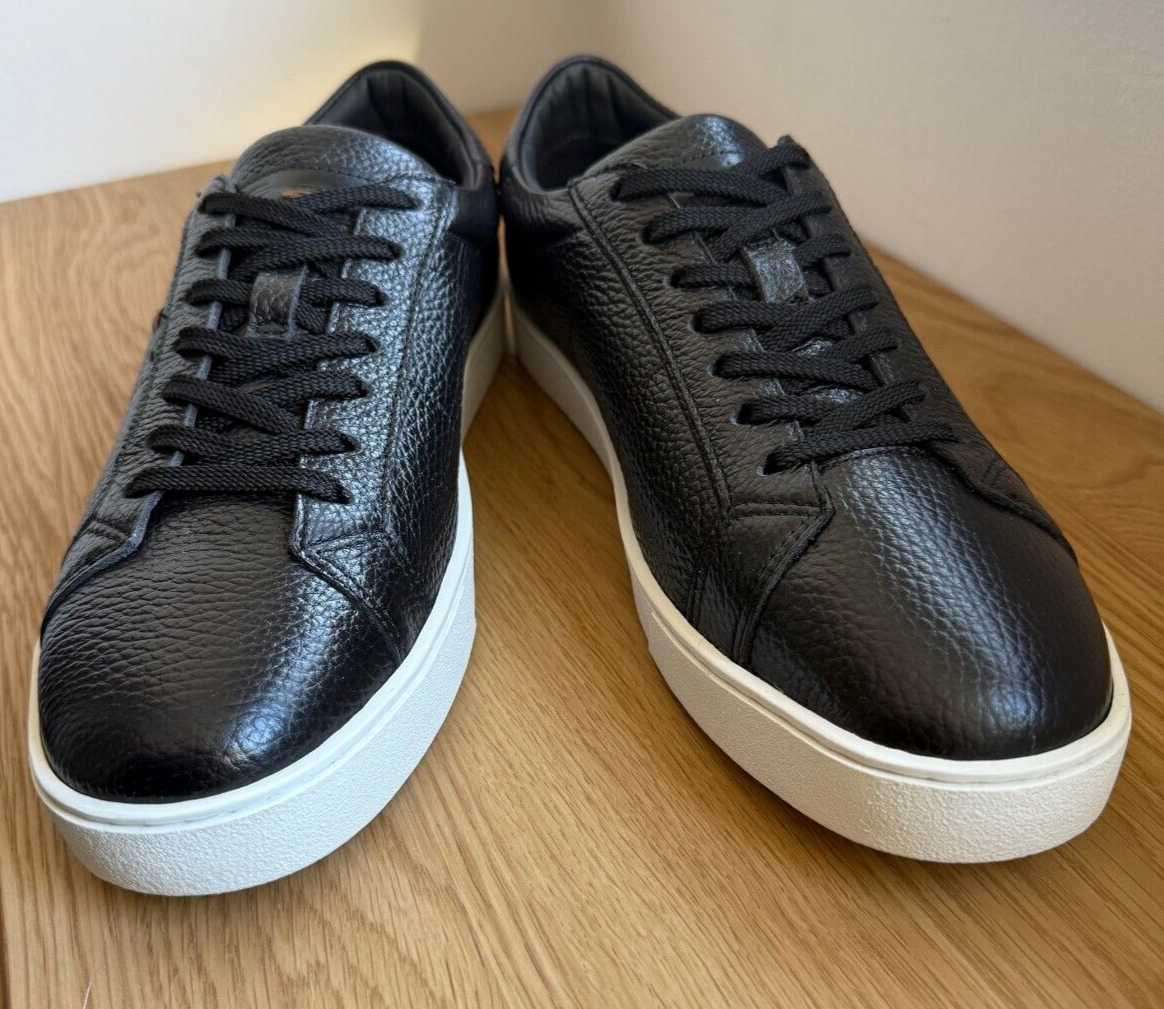Santoni black leather sneakers shoes /trainers made in Italy