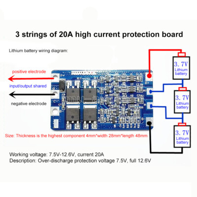 15-20A 3S Lithium Battery Current Protection Board 7.5V-12.6V Electric Sprayer