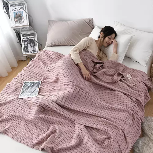 Yaapeet Summer Waffle Plaid Cotton Bed Blanket Throw Thin Quilt