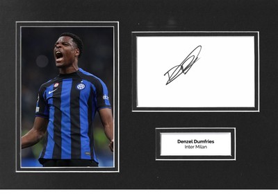 Denzel Dumfries Signed 12x8 Photo Display Inter Milan Memorabilia 