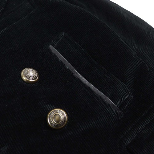 TOM FORD Corduroy Leather Trim Double-Breasted Peacoat 46 Black Italy - Picture 9 of 17