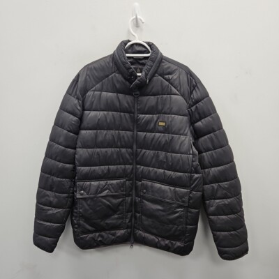 Barbour Ludgate Quilt Fibredown Puffer Grey Full Zip Bomber Jacket Mens Size XL