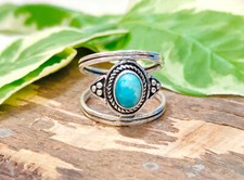 Larimar Handmade natural Stone Ring Designer ring Sterling Silver Size 7 T165