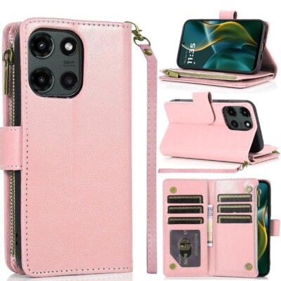 For Moto G Stylus 2026/2025 Faux leather Case Wallet Card ID Zipper Money Holder