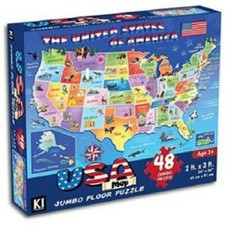 Jigsaw Puzzle Children's USA Map Floor Puzzle 36x24 Fun Detailed  Educational