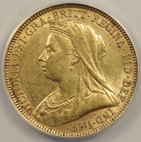 1893 Great Britain Gold 1 Sovereign AU 53 ANACS - Picture 4 of 4