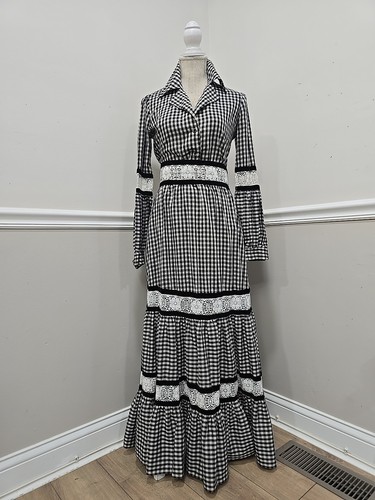 Vintage Victor Costa 70s Gingham Cottagecore Prairie Dress / Victorian Style /2pcs - Bild 2 von 17