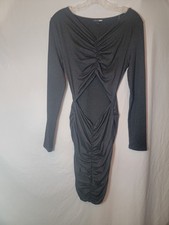 NWT Fashion Nova Womens Size Large Ruched to You Mini Dress Black/Charcoal 