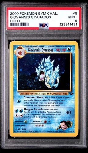2000 Pokemon Gym Challenge Giovanni's Gyarados #5 Holo PSA Mint 9