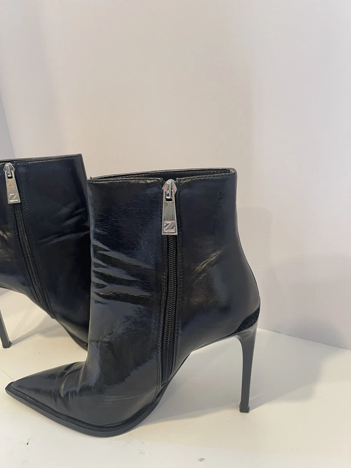 Zara Botines Negro Stiletto Cuadrado Top Tacones Botas EU 39 US 8 Foto 4 de 4