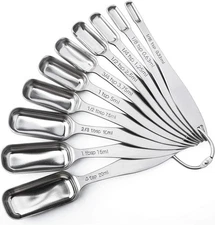 Stainless Steel Narrow Measuring Spoons Heavy Duty Metal with Long Handle