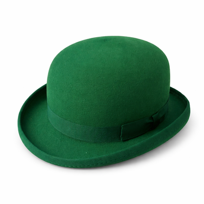 Quality Emerald Green Bowler Hat 100% Wool Hand Made Hard  display picture 2