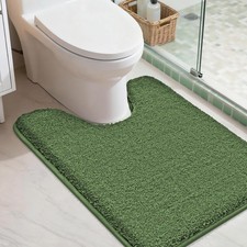 COSY HOMEER Toilet Rug U-Shaped Non Slip Washable Bath Mat 24"x20" Green