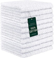 10 Pack 100 Cotton Wash Cloth, Luxurious Soft, 12 x 12 inch Ultra Absorbent,