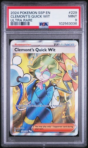 Clemont's Quick Wit 229/191 Full Art Mint PSA 9. Pokémon S&V Wogende Funken - Bild 1 von 3