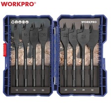 WORKPRO 8PC Spade Drill Bits Set 1/4 inch Quick Change Hex Shank With Case