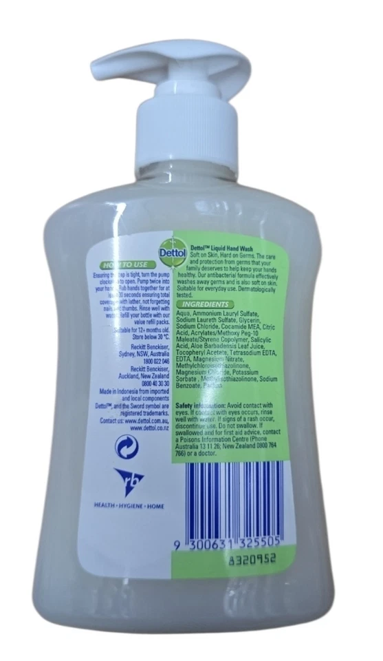 6 X Dettol Liquid Hand Wash Aloe Vera & Vitamin E 250mL – Kills 99.9% Germs - image 3 of 3