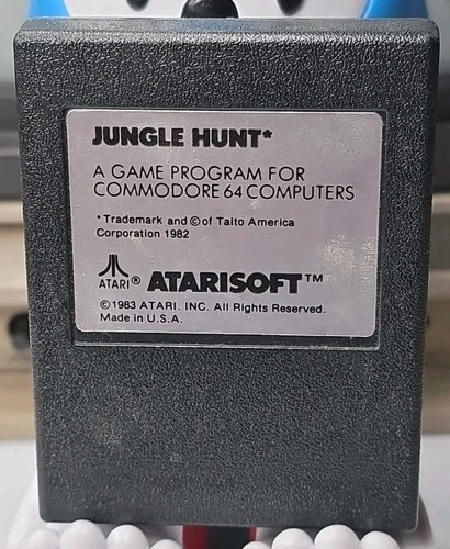 Jungle Hunt Commodore 64 C64 Cartridge AtariSoft Tested Working Vintage Game