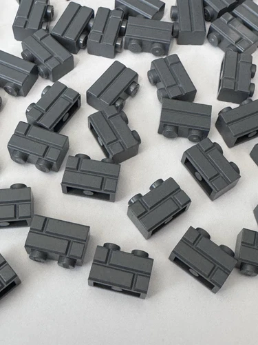 100 BRAND NEW LEGO 1x2 DARK GRAY BRICK WALL MASONRY CASTLE STONE PROFILE 98283