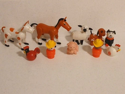 Vintage Fisher Price Little People Play Farm Set  Farm Animals Horse Cow Chicken