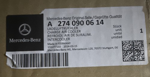 NEW MERCEDES-BENZ E-CLASS W213 INTERCOOLER RADIATOR A2740900614 Genuine - Picture 6 of 6