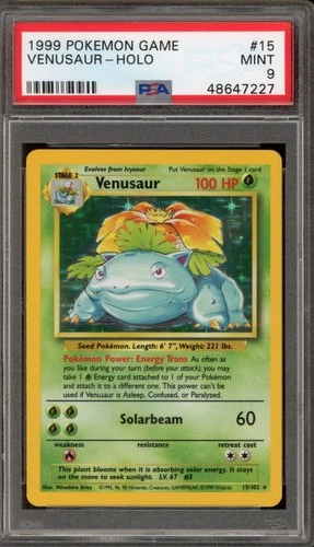Pokemon Venusaur Base Set Unlimited Holo Rare #15 PSA 9 Mint
