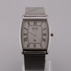 Vintage Seiko Barrel-Tank Quartz White Dial Men's Wrist Watch with Mesh Band