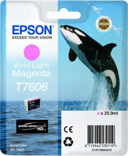 CARTOUCHE EPSON T7606 MAGENTA CLAIR pr SureColor SC-P600  / orque baleine photo