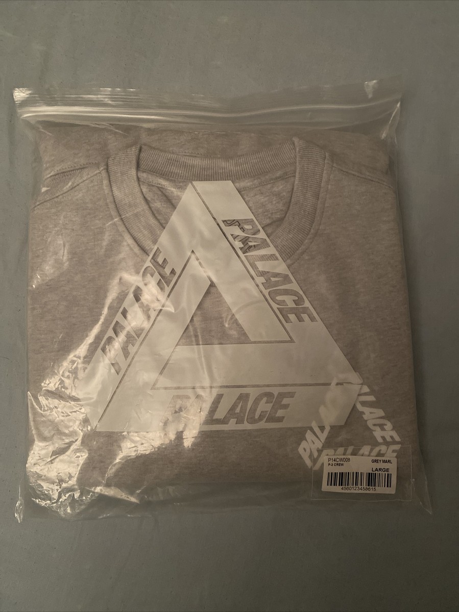 Authentic Brand New Palace P-3 Crew Sweatshirt Grey Marl