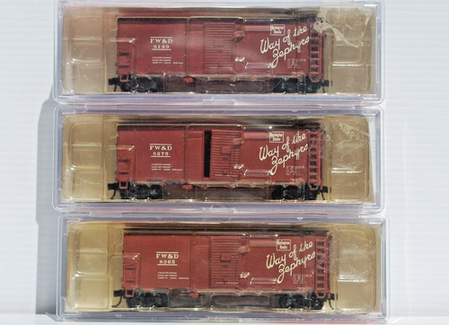FW&D. N Scale. 3 x 40' Box Cars, SSD, R/walk. MTL Trucks. InterMountain. As New.