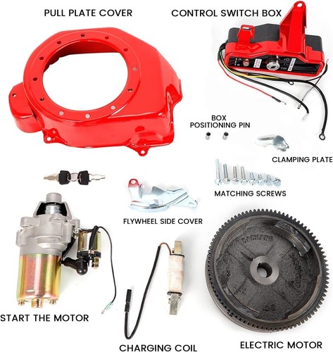 Electric Start Kit Starter Flywheel Switch For Honda GX160 GX200 6.5HP Engine - Picture 3 of 16
