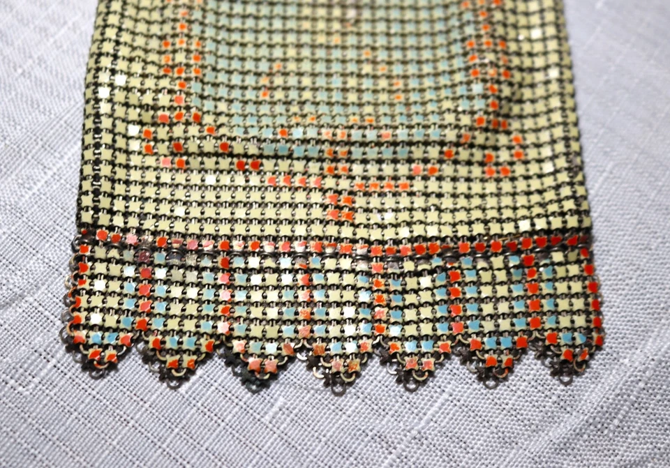 Bolso clutch antiguo hecho a mano de metal Whiting & Davis Art Deco malla esmaltado / Foto 3 de 4