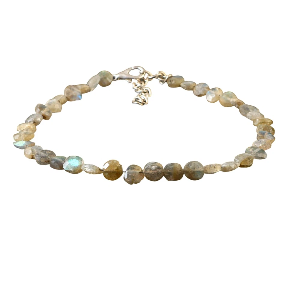 Pulsera labradorita de labradorita con cuentas de alto flash para mujer Foto 4 de 4