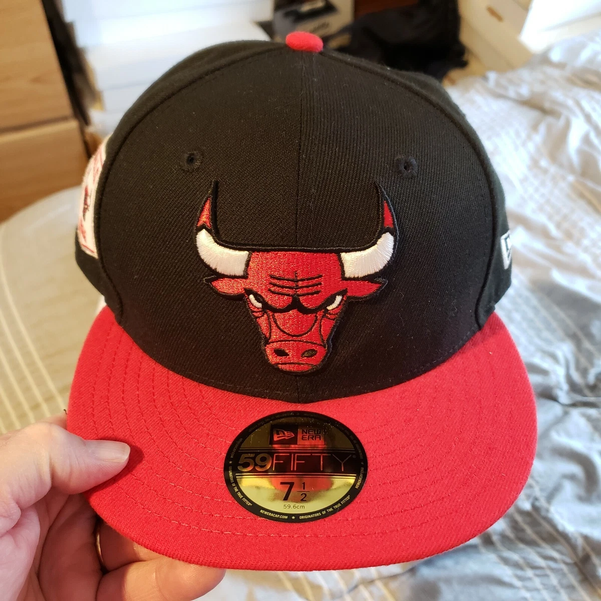 CHICAGO BULLS New Era 59FIFTY Black Hat 1966 Patch Fitted SIZE 7.5 NWT  BRAND NEW