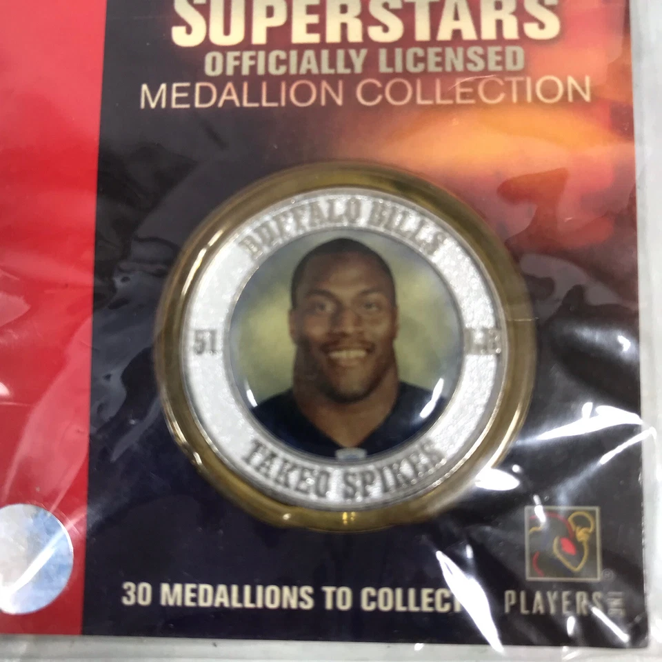 Buffalo Bills Medallion Coin Football Takeo Spikes 2005 NFL Superstars - NOS - Image 2 of 4