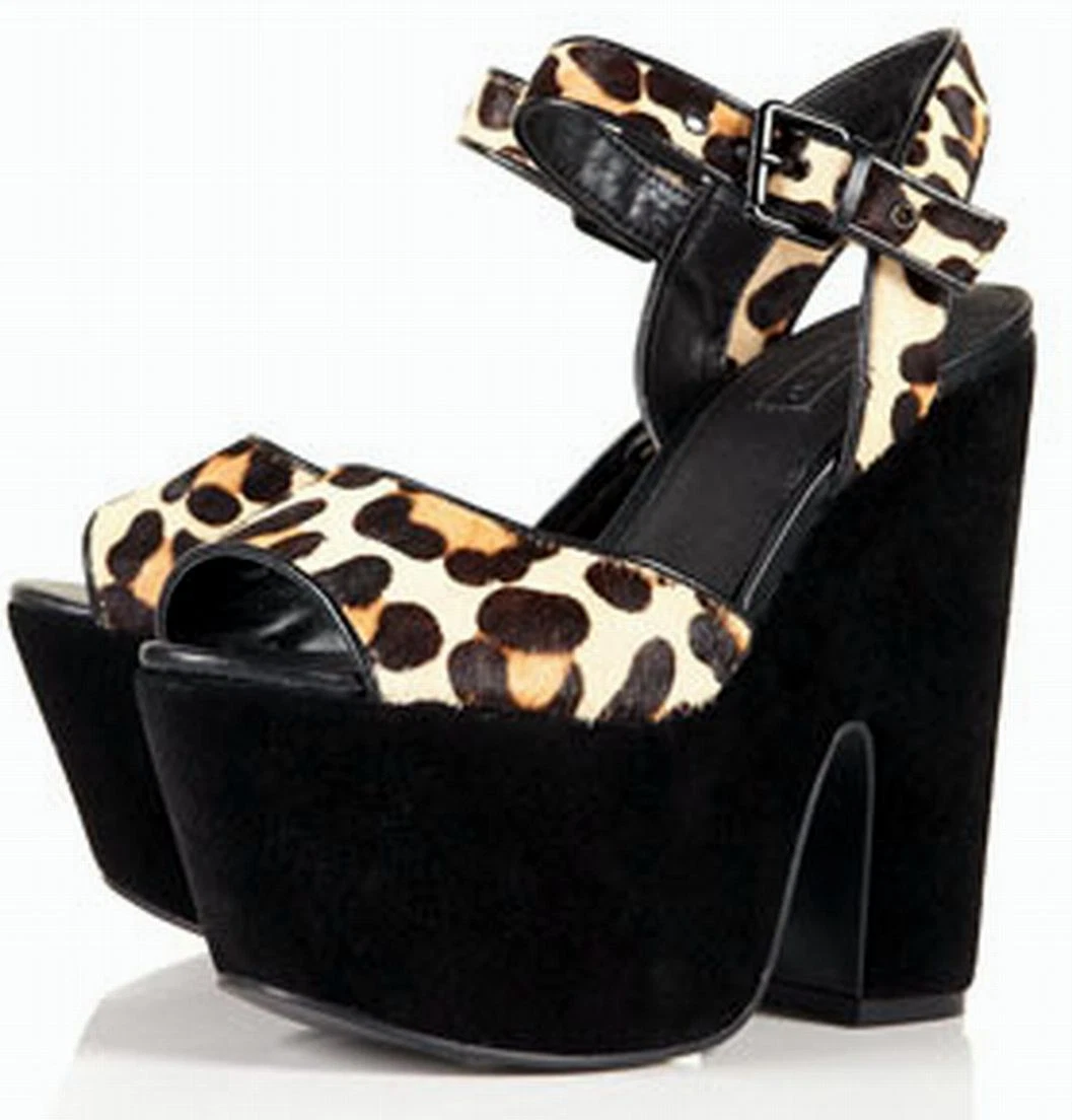 Leopard stacked clearance heels