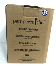 Pampered Chef Ceramic Egg Cooker #1529 W/ Instructions Microwave New Open Box