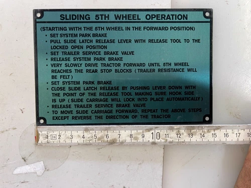 US Army HMMWV REO Data Plate 5th Wheel Operation