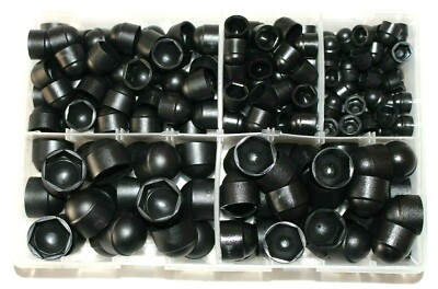 Sortiment Box Stck 200 schwarze Mutternkappen 5 mm 6 mm 8 mm 10 mm 12 mm LDPE Sechskantmutter AT183