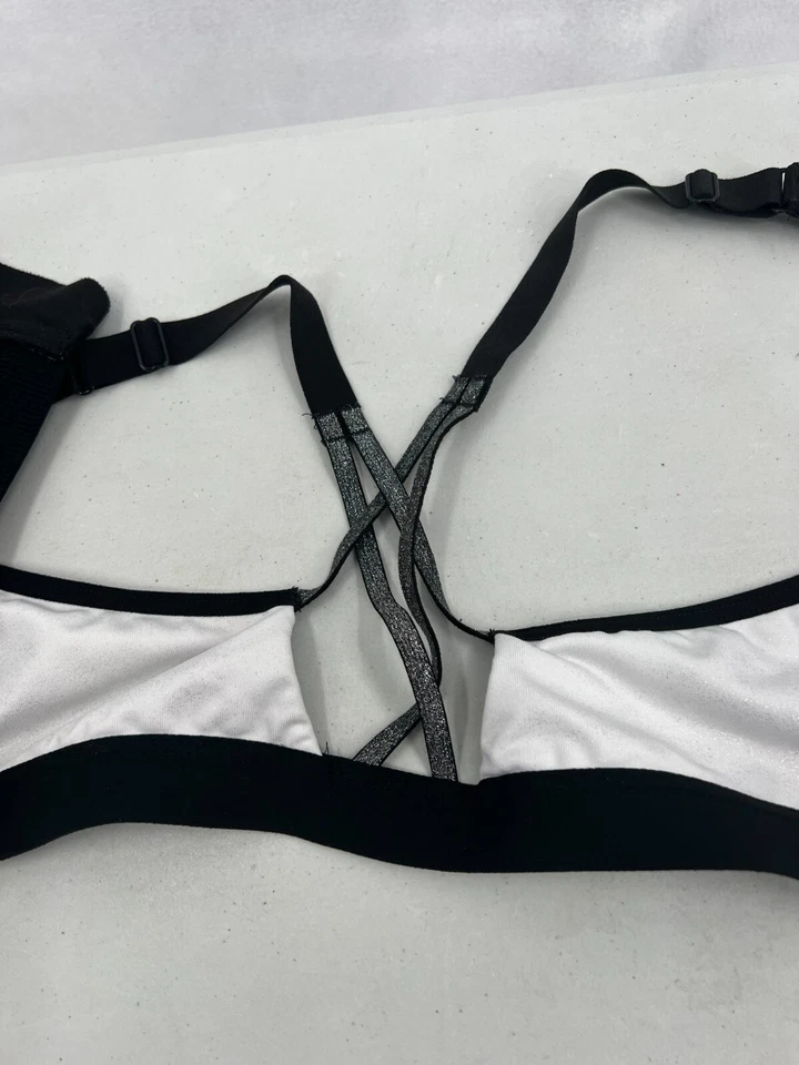 Victorias Secret Knockout Sports Bra Size 36D Black White Zip Front Closure - Image 3 of 4