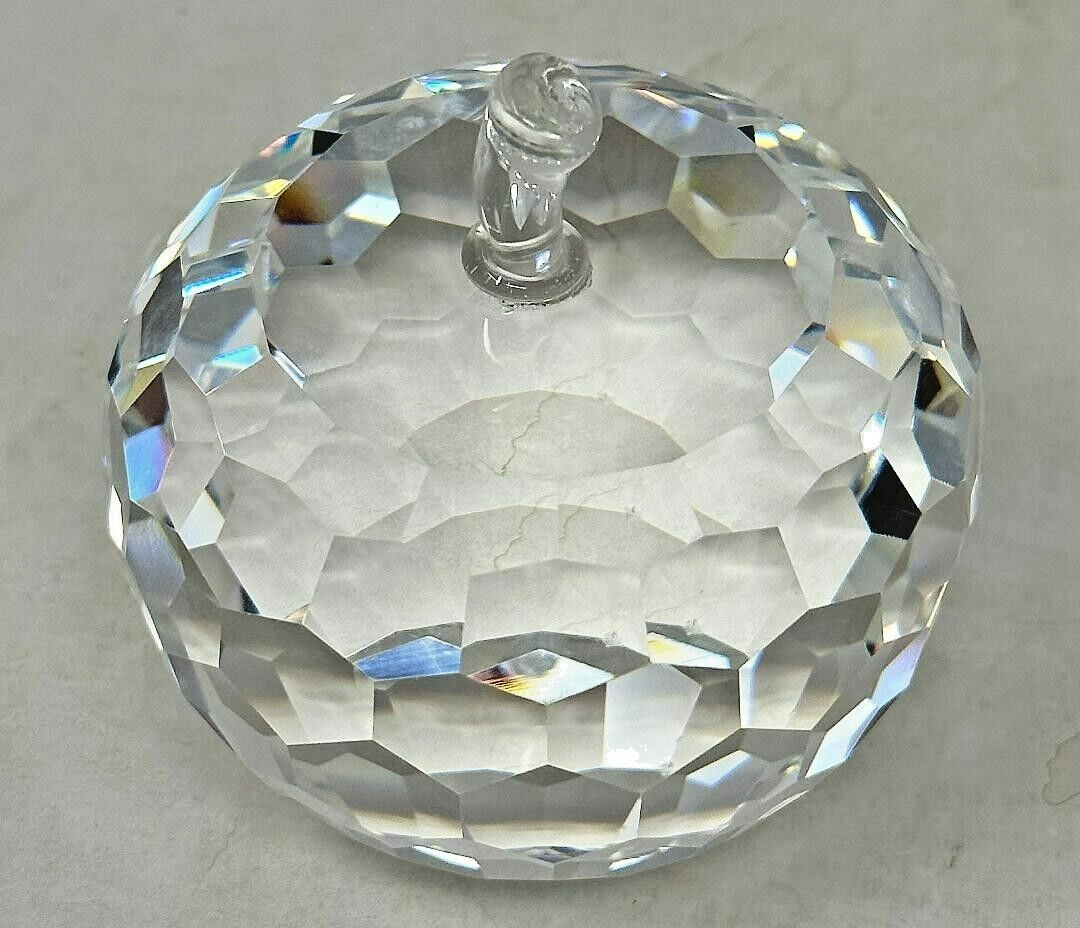 Oleg Cassini Apple Faceted Crystall Glass Paperweight Signed 3.5" Tall