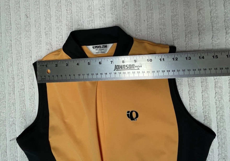Pearl Izumi Small Orange Black Colorblock Sleeveless Cycling Jersey Top Zip Up - Image 4 of 4