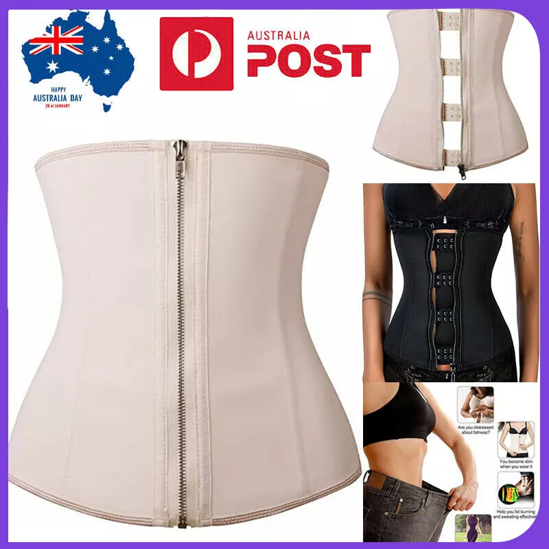Latex Zipper Waist Trainer Body Shaper Corset Tummy Cincher Training Slim Sports eBay