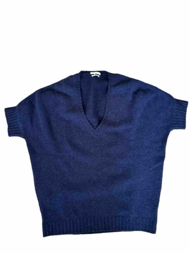 John Laing Kaszmir Bez rękawów Kamizelka w serek Damski niebieski dzianinowy sweter - Zdjęcie 1 z 9