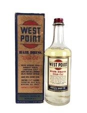 1930s West Point Hair Dress with Oil Barber Glass Bottle Associated Brands Box