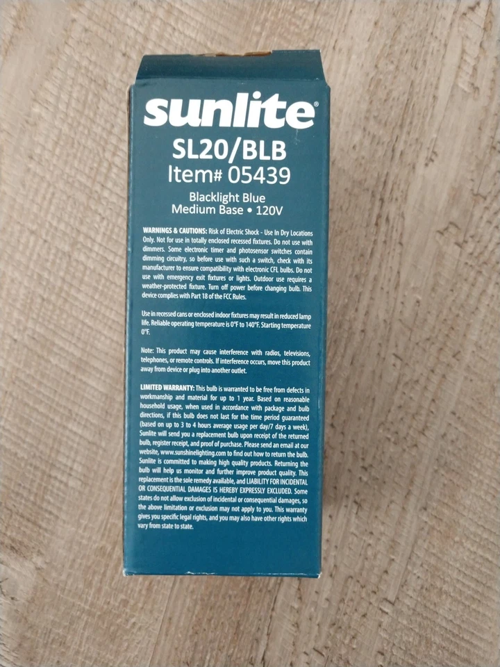 Sunlite 75W UV Blacklight Spiral CFL Fluorescent Light Bulb Blue SL20 - Image 4 of 4