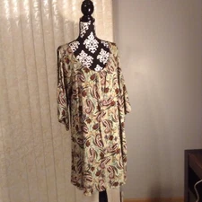 **SALE**Womens Naïf Tunic Dress Top Paisley Light Green Black Open Arms Size 2X