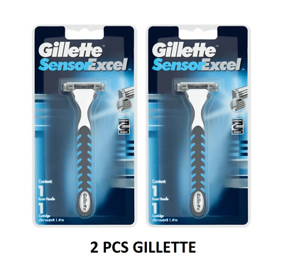 2X Gillette Sensor Excel Razor 1 Handle & 1 Blades Cartridge Twin blades manual
